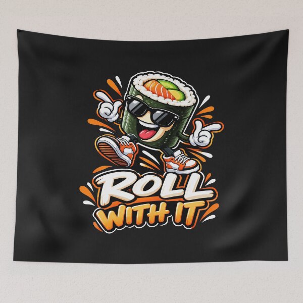 Item preview, Roll With It – Funny Sushi Character Design designed and sold by CraigDesignWork.
