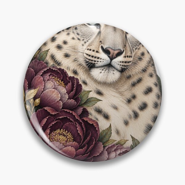 Item preview, Snow Leopard Floral T-Shirt – Wild Cat & Peony Graphic Tee designed and sold by RG3D Project .