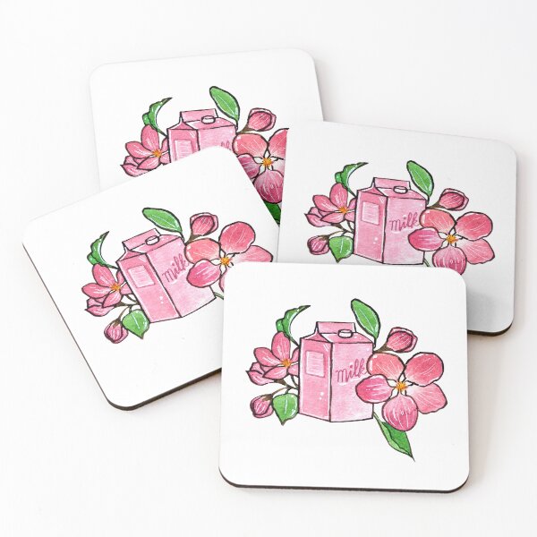 Item preview, Cute Pink Milk Carton with Sakura Cherry Blossoms Watercolor Illustration designed and sold by Kikiproject.