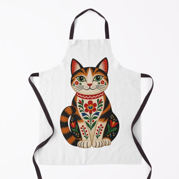Aperçu de l'œuvre Serbian Naive Folk Art Cat | Traditional Balkan Cat Illustration créée et vendue par UrbanStatic.