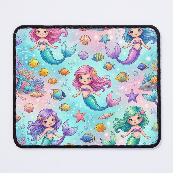 Item preview, Cute Mermaids Underwater World Seamless Pattern designed and sold by ShivCraftStudio.
