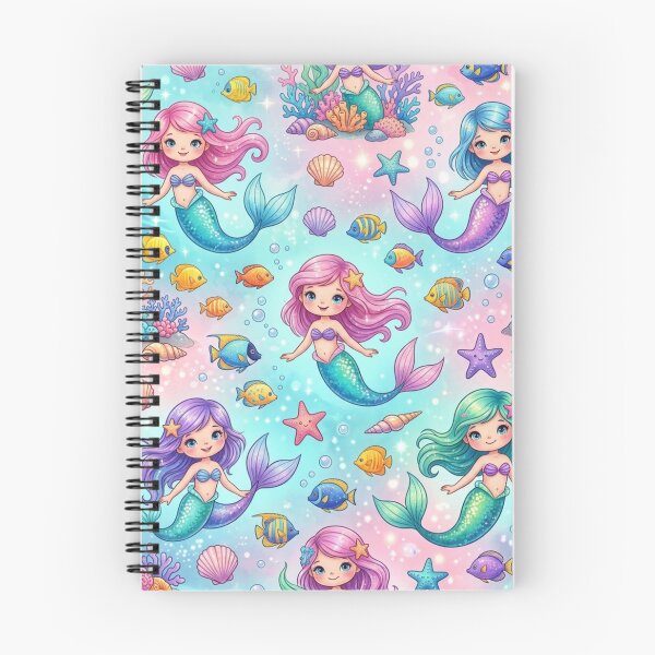 Item preview, Cute Mermaids Underwater World Seamless Pattern designed and sold by ShivCraftStudio.