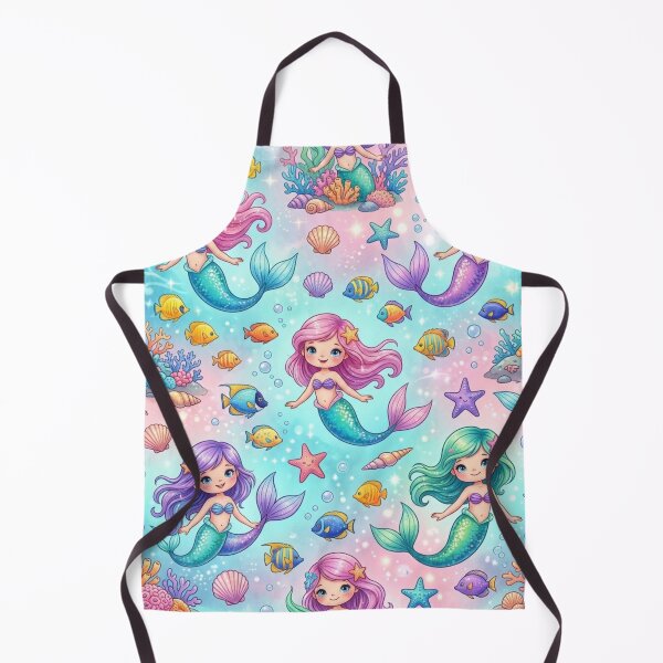 Item preview, Cute Mermaids Underwater World Seamless Pattern designed and sold by ShivCraftStudio.