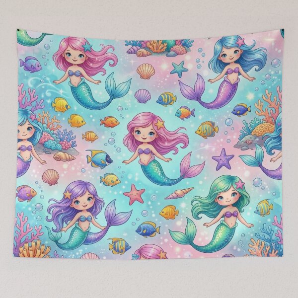 Item preview, Cute Mermaids Underwater World Seamless Pattern designed and sold by Shivora Studio.