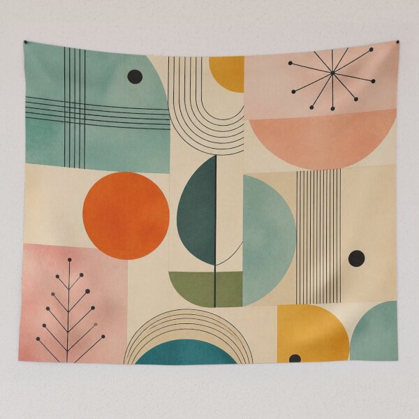 Item preview, Mid-Century Modern Watercolor Starburst - Vintage Pastel Geometric - Retro Modernist Art designed and sold by GrinGalore.