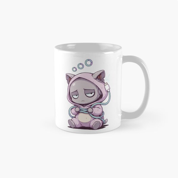 Item preview, Sleepy Robot Cat Hoodie Tangled Charging Cable Low Battery Cute Tired Kawaii Cyber Pajama Design designed and sold by DarylWelsh2024.