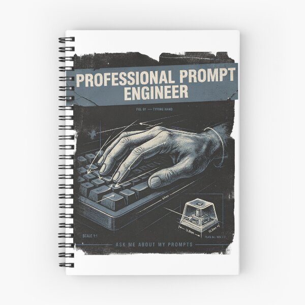 Item preview, Professional Prompt Engineer Ask Me About My Prompts Typing Hand Keyboard Blueprint Vintage Technical Drawing Design designed and sold by DarylWelsh2024.