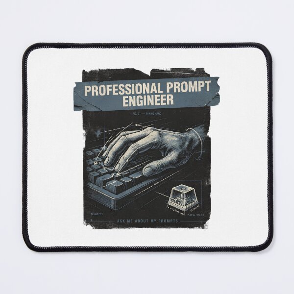 Item preview, Professional Prompt Engineer Ask Me About My Prompts Typing Hand Keyboard Blueprint Vintage Technical Drawing Design designed and sold by DarylWelsh2024.