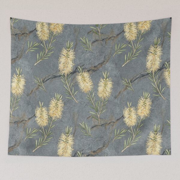 Item preview, Cream Bottlebrush Wildflower Slate Stone Botanical Pattern designed and sold by Studio BC.