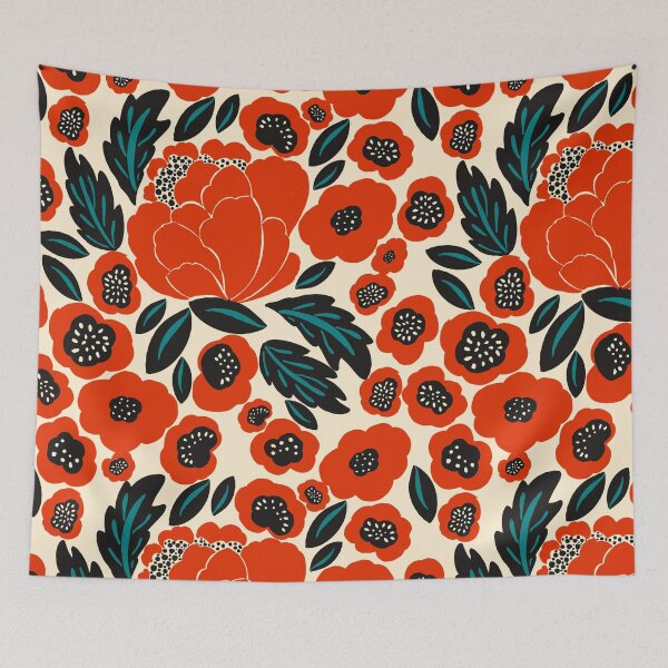 Item preview, Hot Fiery Red Florals designed and sold by TuluaStudio.