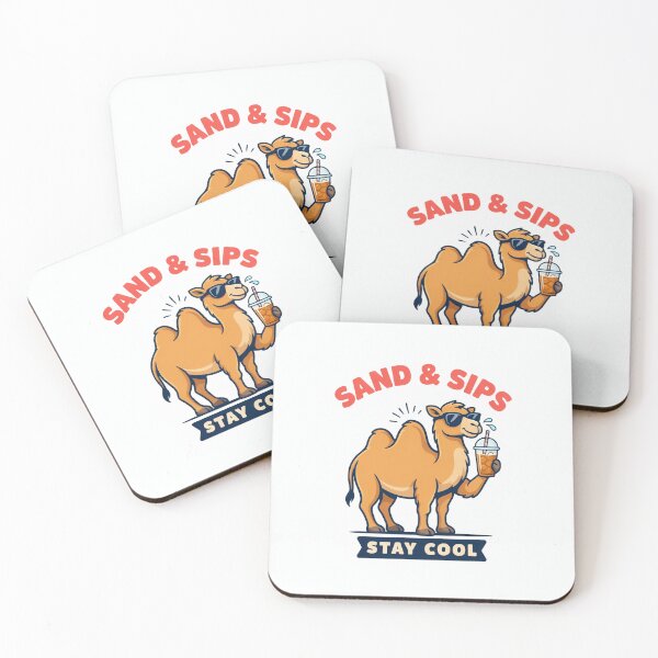Artikelvorschau, Sand and Sips Stay Cool Camel mit Eiskaffee entworfen und verkauft von SmileOnPrint.