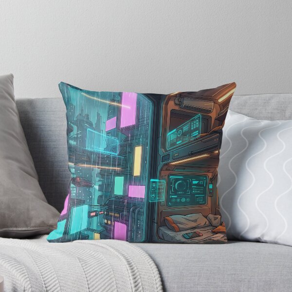 Item preview, Cyberpunk Neon Capsule Room - Rainy Futuristic City Notebook designed and sold by MissoStudio.