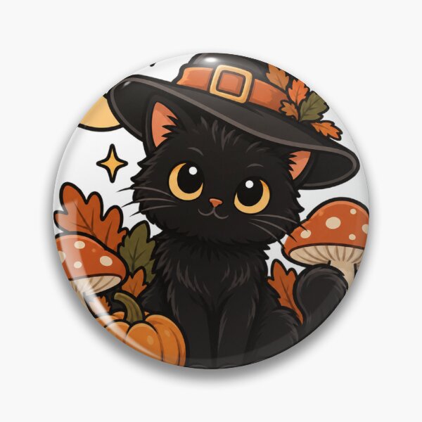 Item preview, Cute Black Cat Witch Hat Mushroom Halloween Goblincore designed and sold by zadbey.
