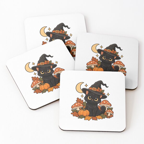 Item preview, Cute Black Cat Witch Hat Mushroom Halloween Goblincore designed and sold by zadbey.