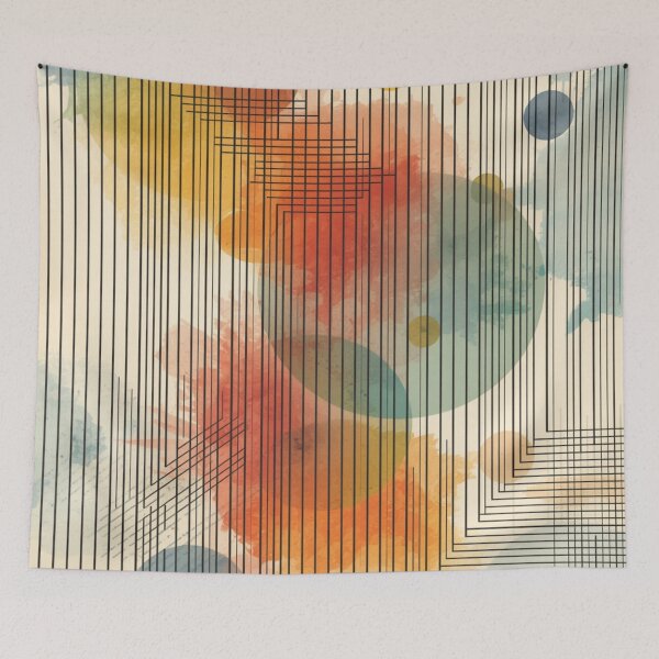Item preview, Mid-Century Modern Watercolor - Geometric Line Art - Retro Modernist Pattern designed and sold by GrinGalore.