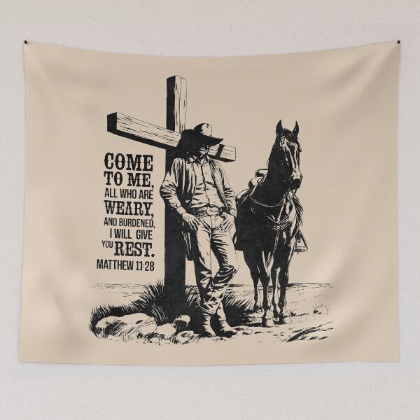 Item preview, Come To Me Matthew 11 28 Cowboy Cross Vintage Western Christian designed and sold by EdGraphy.