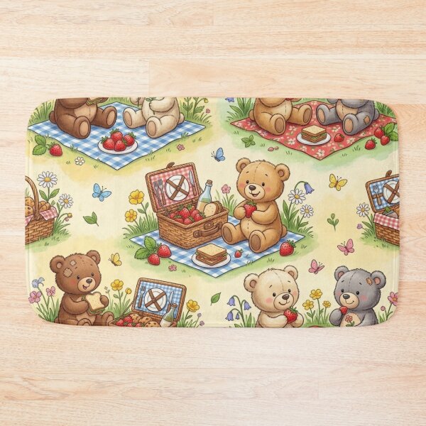 Item preview, Cute Teddy Bears Picnic Seamless Pattern designed and sold by ShivCraftStudio.