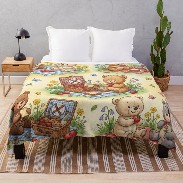 Item preview, Cute Teddy Bears Picnic Seamless Pattern designed and sold by ShivCraft Studio.