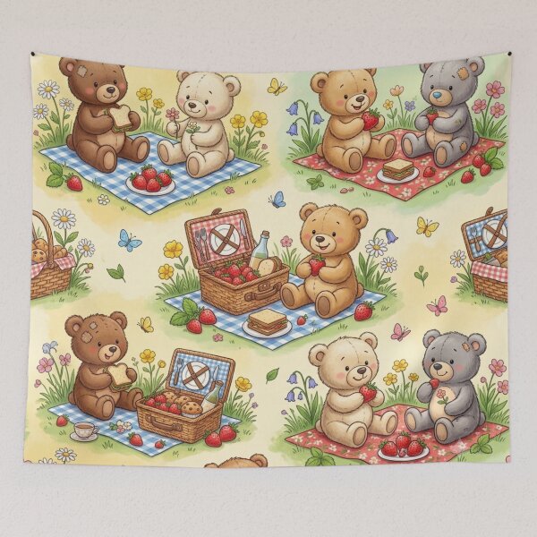 Item preview, Cute Teddy Bears Picnic Seamless Pattern designed and sold by Shivora Studio.
