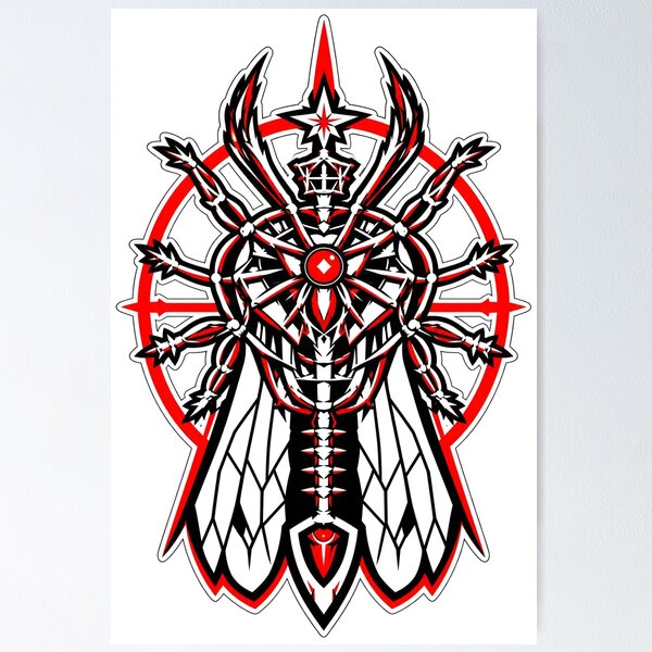Item preview, BUG-FLY Dark Cyber Sigilism Geometric Insect Art designed and sold by jvrgraphs.