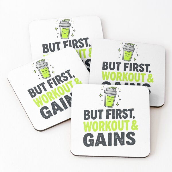 Item preview, But First Workout and Gains Funny Gym Fitness Motivation Quote designed and sold by azkhanstore97.
