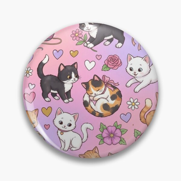 Item preview, Adorable Playful Kittens Hearts Floral Seamless Pattern designed and sold by ShivCraftStudio.