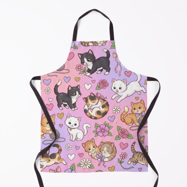 Item preview, Adorable Playful Kittens Hearts Floral Seamless Pattern designed and sold by ShivCraftStudio.