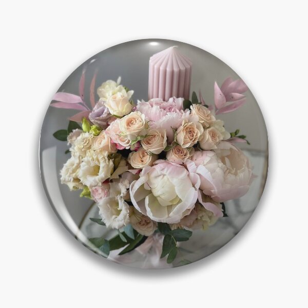 Item preview, Pastel Pink Peony Bouquet with Ribbed Pillar Candle designed and sold by Ingr1d-M3deea.