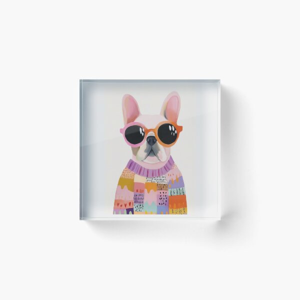 Item preview, Cute French Bulldog with Colorful Sunglasses – Fun Dog Art designed and sold by anemiche.