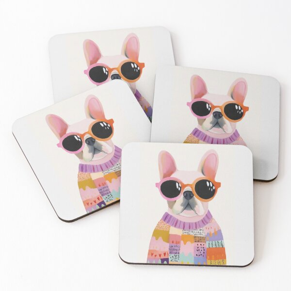 Item preview, Cute French Bulldog with Colorful Sunglasses – Fun Dog Art designed and sold by anemiche.