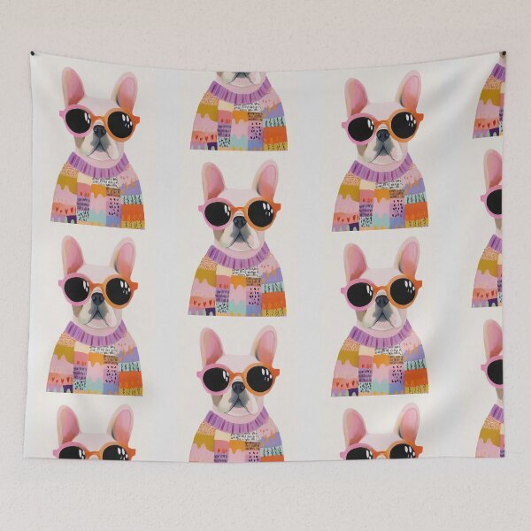 Item preview, Cute French Bulldog with Colorful Sunglasses – Fun Dog Art designed and sold by anemiche.
