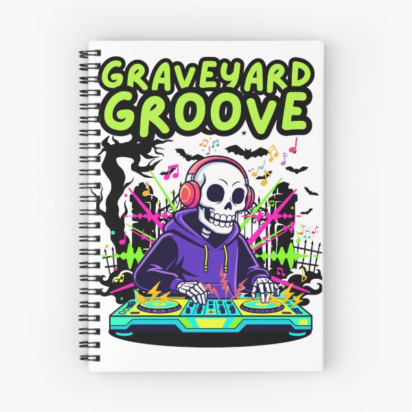 Item preview, Graveyard grooves -deejay skeleton design  designed and sold by She - artist creations .