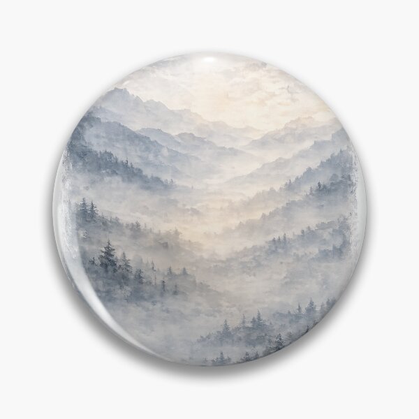 Item preview, Misty Mountain Valley at Dawn | Watercolor Landscape designed and sold by PawsAndpetalstudio.