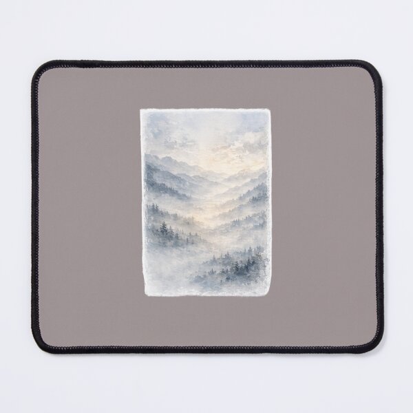 Item preview, Misty Mountain Valley at Dawn | Watercolor Landscape designed and sold by PawsAndpetalstudio.