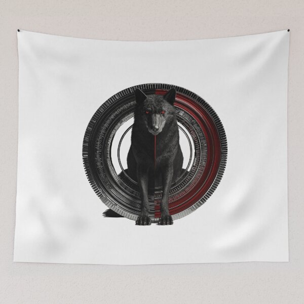 Item preview, Red-Eyed Black Wolf in Portal - Surreal Gothic Design designed and sold by Audra-studio.