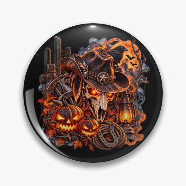 Item preview, Western Halloween Skull – Spooky Cowboy Pumpkin designed and sold by  QuarterHorseArt by Just my Studio.