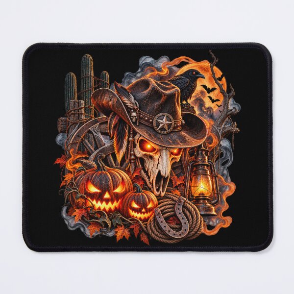 Item preview, Western Halloween Skull – Spooky Cowboy Pumpkin designed and sold by  QuarterHorseArt by Just my Studio.