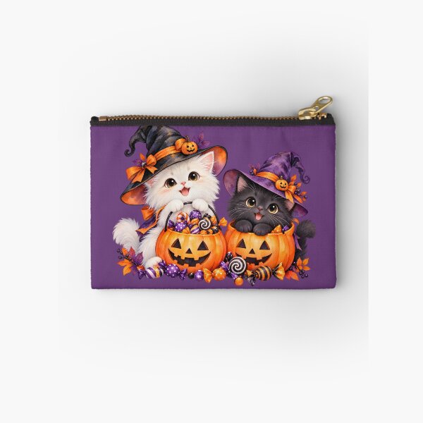 Item preview, Cute Halloween Witch Cats with Pumpkin Candy Baskets designed and sold by blankTeeShirt.