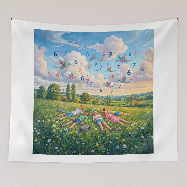 Item preview, Children Looking At Dragons And 6 7 Meme designed and sold by Home Decor Art.