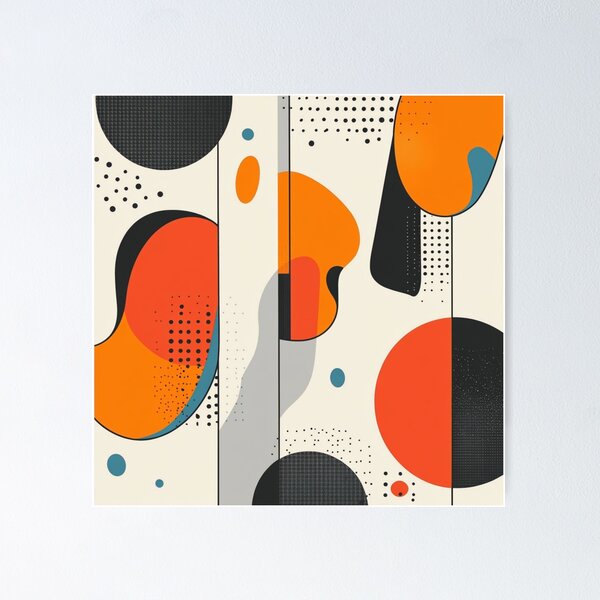 Item preview, Mid-Century Line Art Modern Abstract - Retro Polka Dot - Pop Art Pattern designed and sold by GrinGalore.