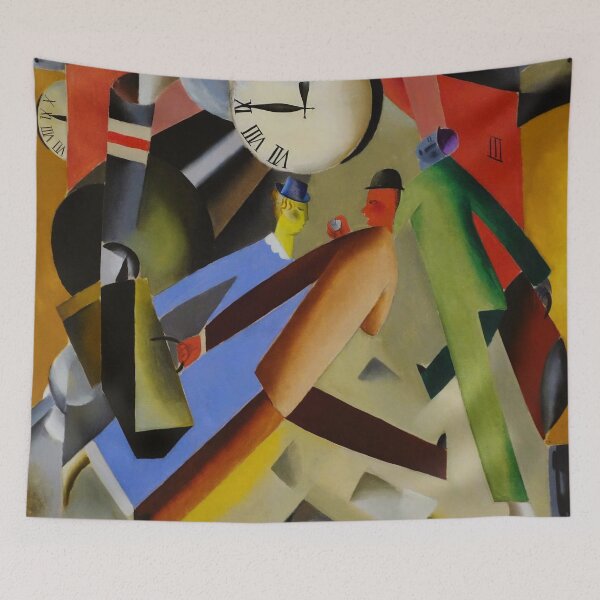 Item preview, Departure! - Abfart! - Afgang! train station - 1918 landscape cubism and futurist painting print by Jais Nielsen designed and sold by Jéanpaul Ferro.
