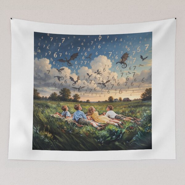 Item preview, Children Looking At Dragons And 6 7 Meme designed and sold by Home Decor Art.