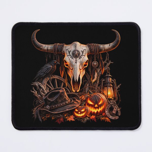 Item preview, Western Halloween Longhorn Skull – Spooky Cowboy Style designed and sold by QuarterHorseArt by Just my Studio.