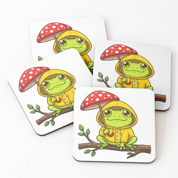 Item preview, Cute Kawaii Rainy Frog Mushroom Umbrella Graphic Illustration    designed and sold by DiNata.