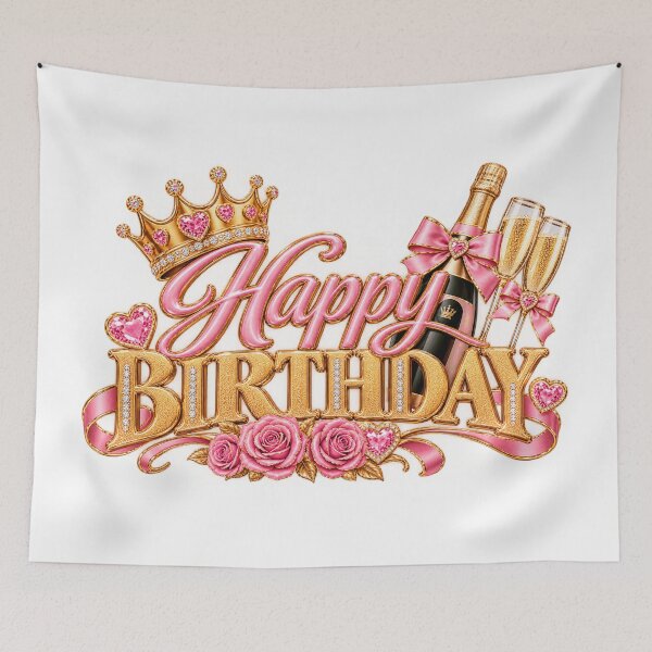 Item preview, Happy Birthday Woman – Pink and Gold Birthday with Crown designed and sold by POP FACTORY.