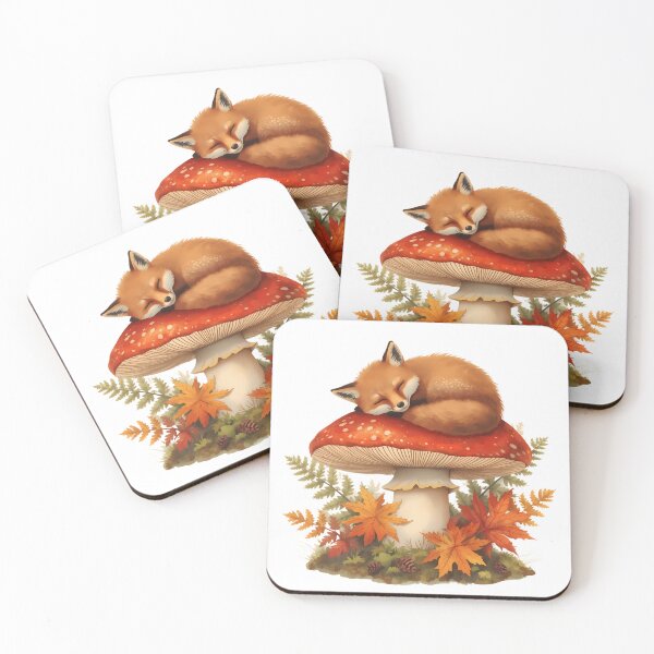 Item preview, Sleeping Red Fox on Amanita Mushroom | Dark Cottagecore Autumn Sticker designed and sold by Youram.