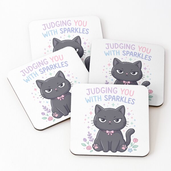 Item preview, Sassy Black Cat Judging You With Sparkles Cartoon Graphic    designed and sold by DiNata.