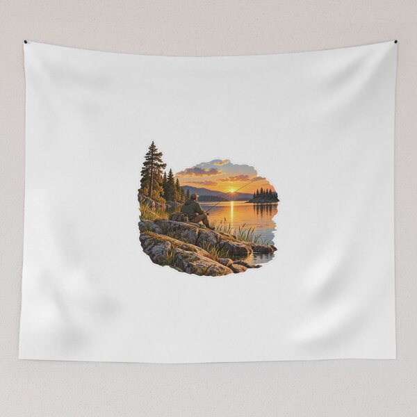 Item preview, Shore fishing at golden hour designed and sold by FriendlyManitoba.