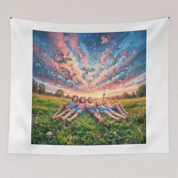 Item preview, Children Looking At Dragons And 6 7 Meme designed and sold by Home Decor Art.