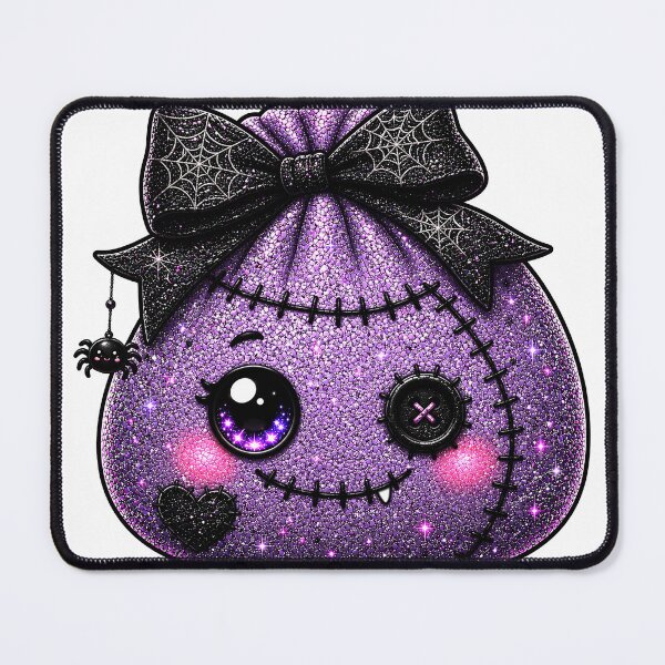 Item preview, Purple Halloween Dumpling Squishy | Button Eye, Spiderweb Bow & Stitched Heart designed and sold by Uniquememorable.